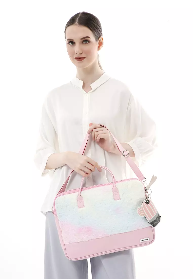 Shania Laptop SlingBag Fluffy Purple Pink With Mini Pouch - Pink 4 Cactus