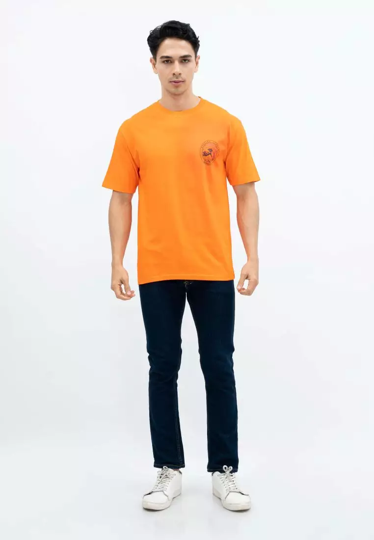 Houseofcuff T-shirt Kaos Motif Surfing Pendek Jingga Size S-4XL