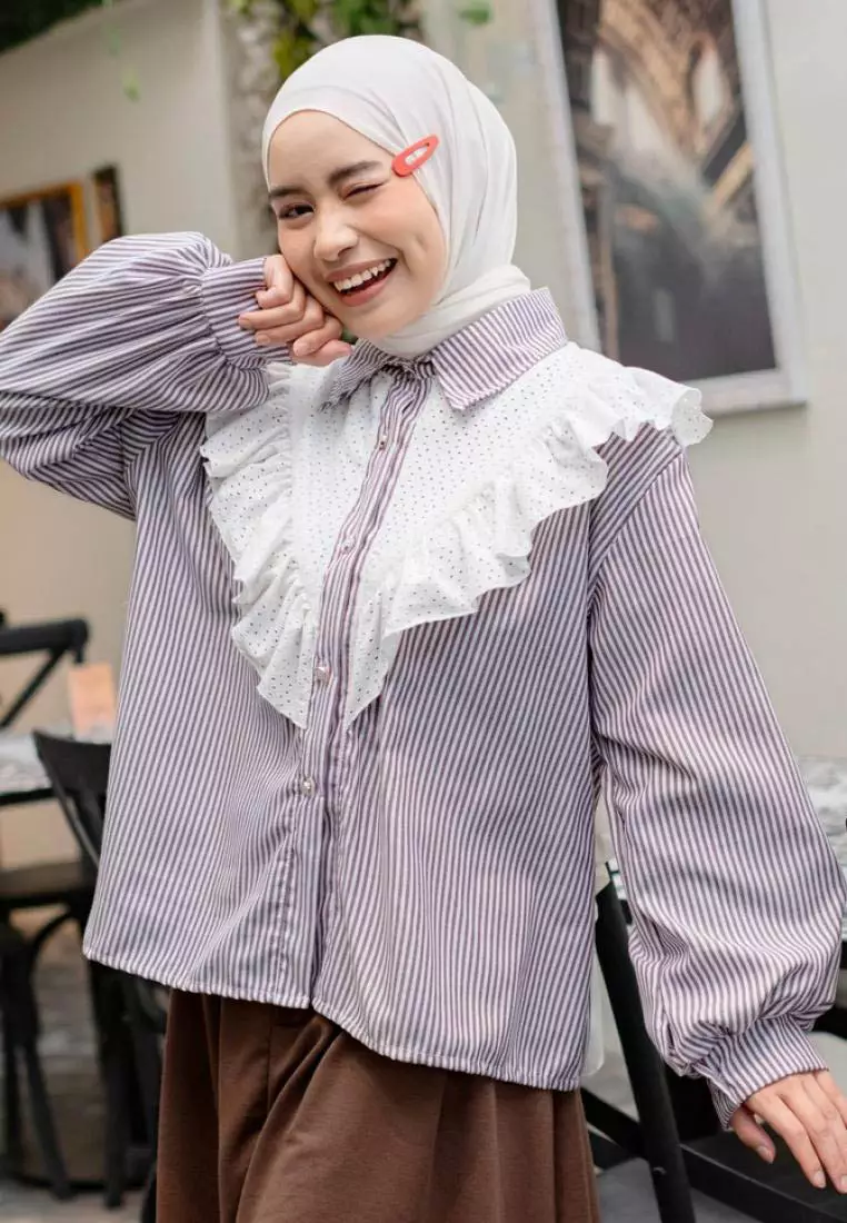 Kairi Kemeja Ruffle - Coffee M18580 R41S3