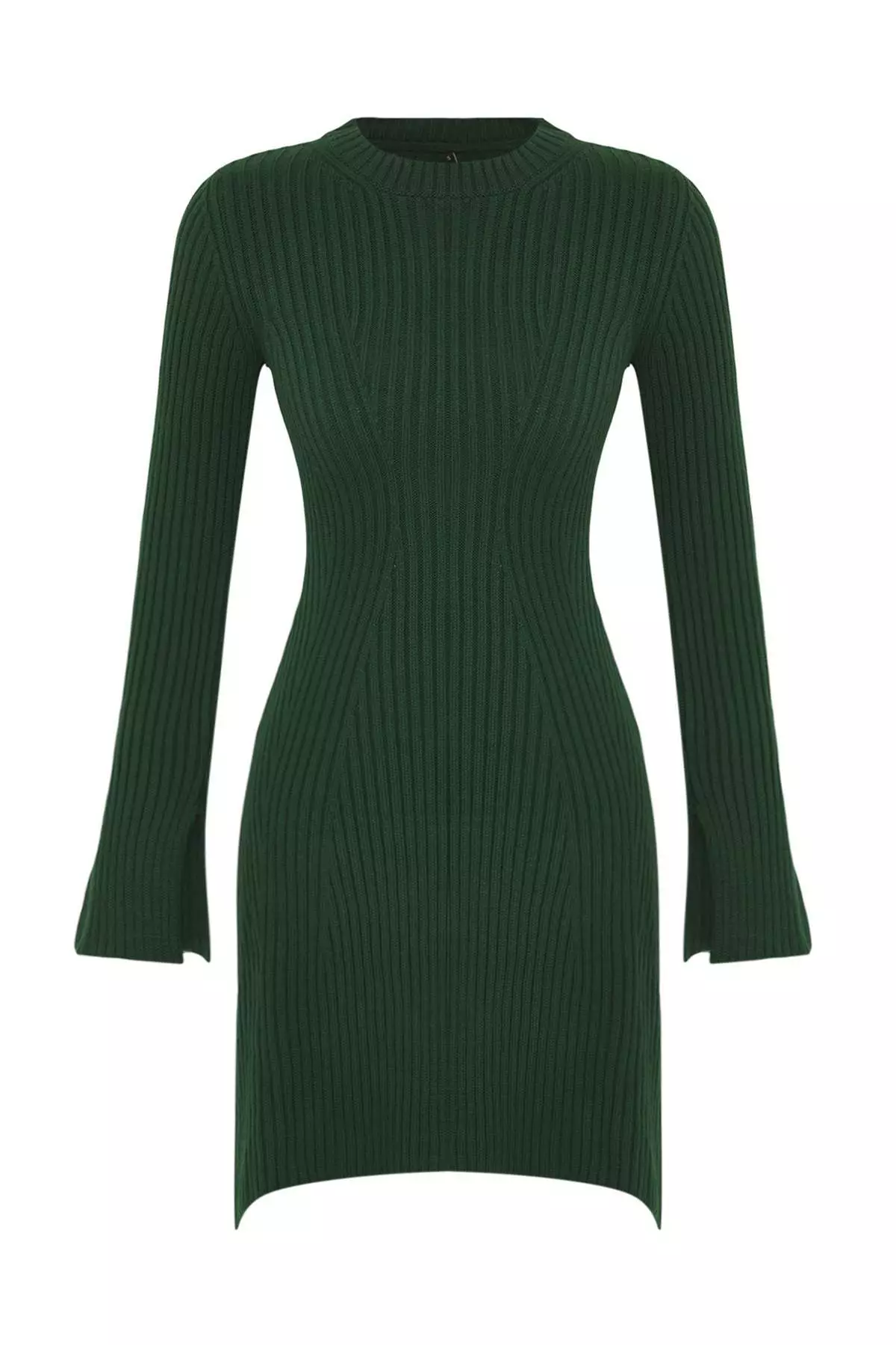 Emerald Green Mini Knitwear A Line Form Fit Dress