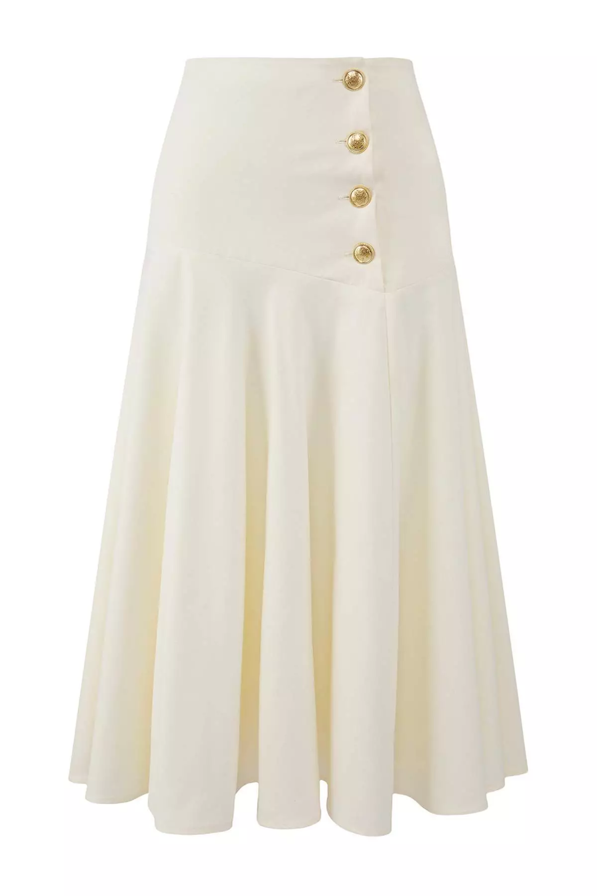 Stone Gold Button Detailed Midi Length Cotton Woven Flared Skirt Twoaw26Et00033