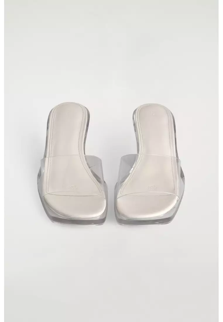 PERSPEX KITTEN-HEEL MULES