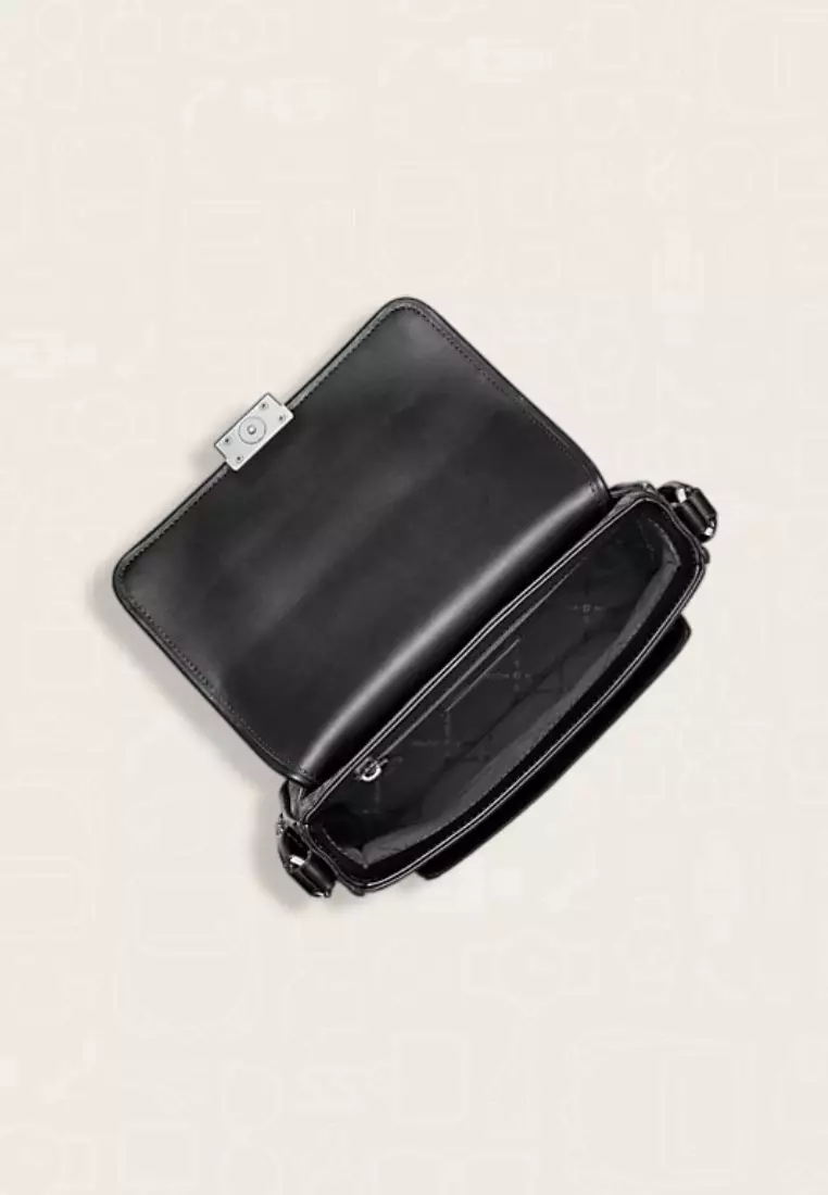 Michael Kors Bradshaw Medium Signature Logo Messenger Bag Black