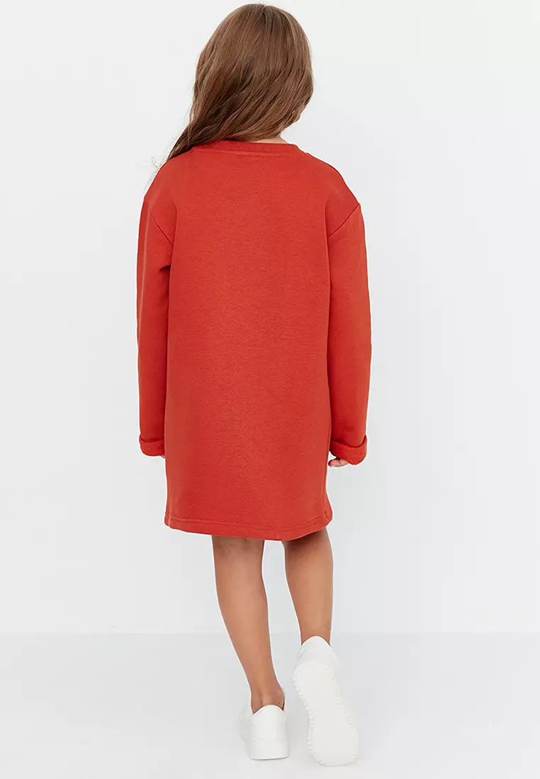 Red oversized top sweater dress