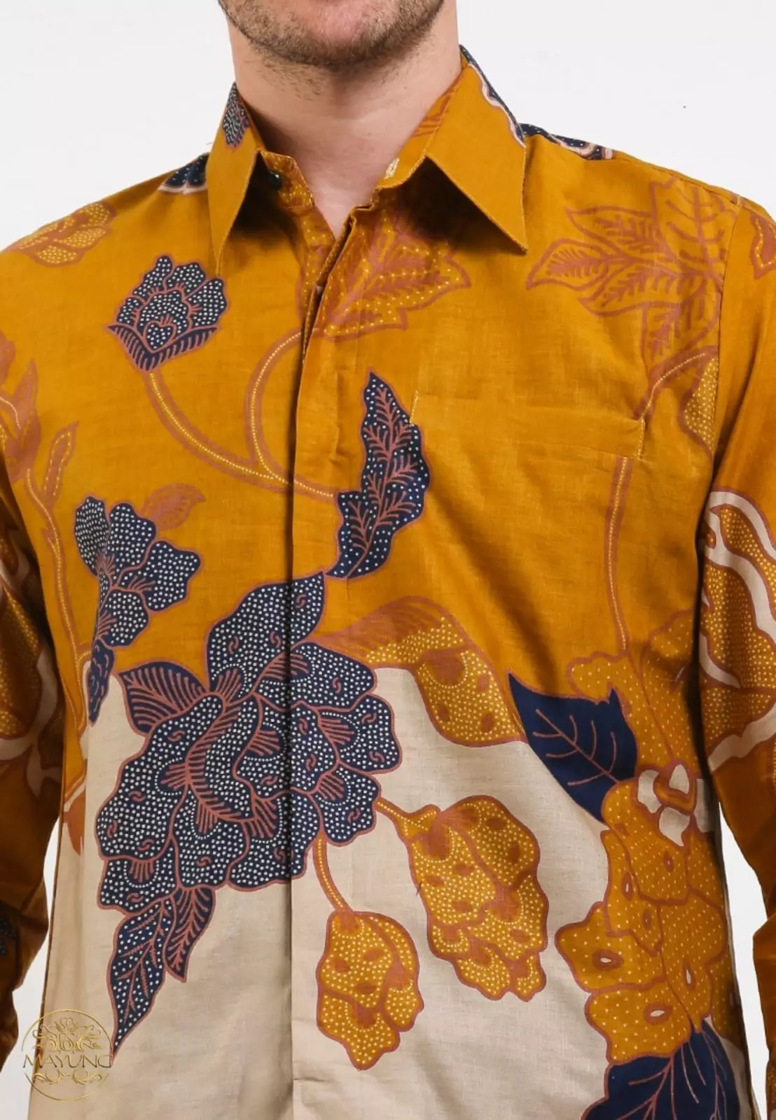Mandevilla Kuning Kemeja Batik Pria Premium Slimfit Modern Lengan Panjang