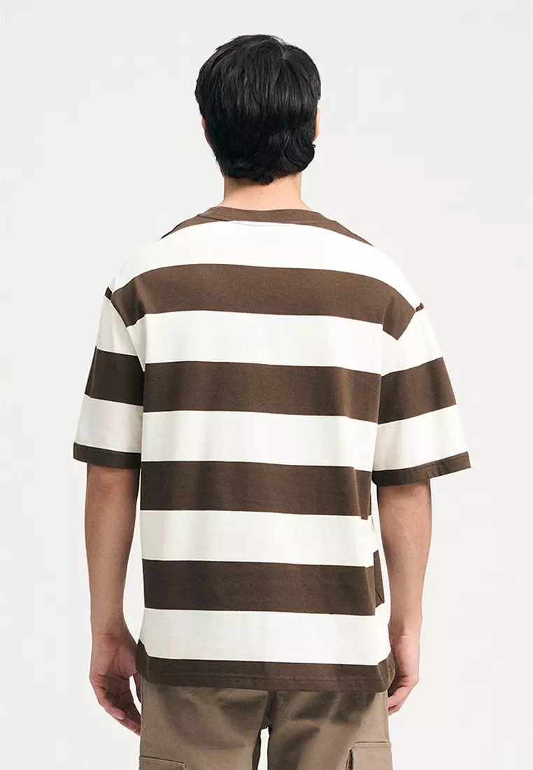 Relaxed Fit Striped T-Shirt with Embroidery