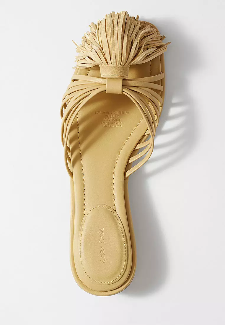 Tasseled Leather Slides