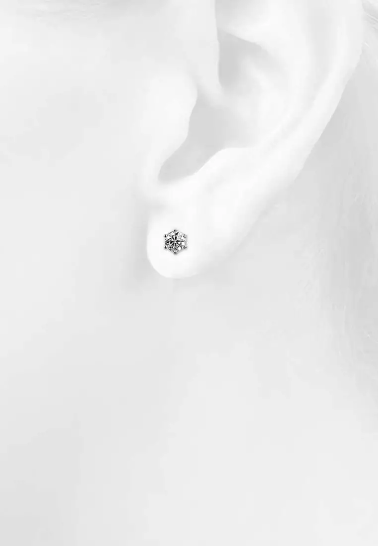 Cindy Stud Earrings Embellished with SWAROVSKI® crystals-White Gold/Clear