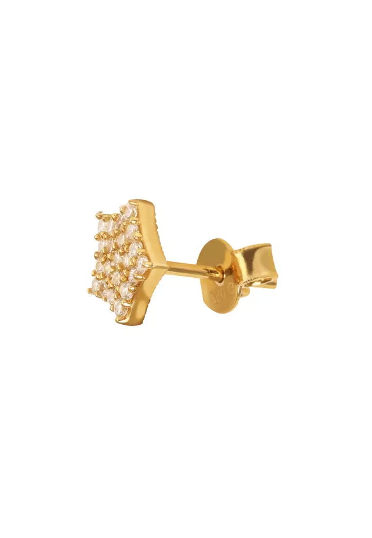 Single Pavé Wide Star Stud 18k Gold