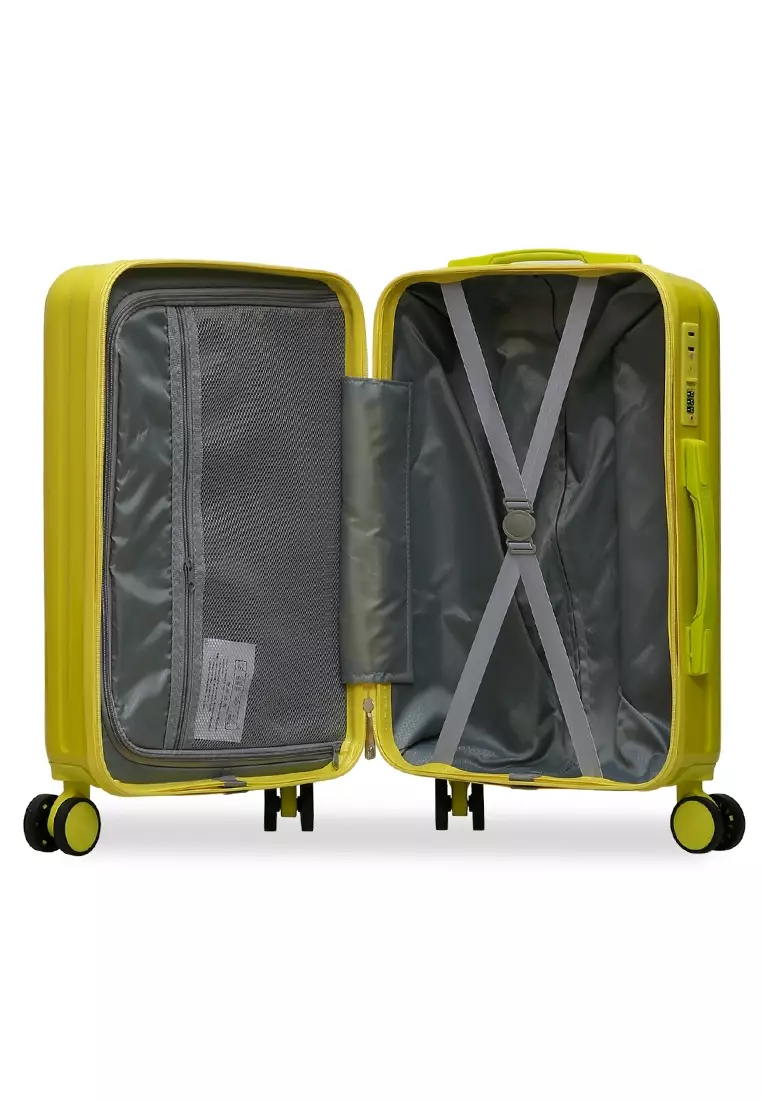 Carlton Koper Size 20inch Diamond Zipper 3 Number Combination Suitcase Unisex Material Fiber ORIGINAL - Yellow