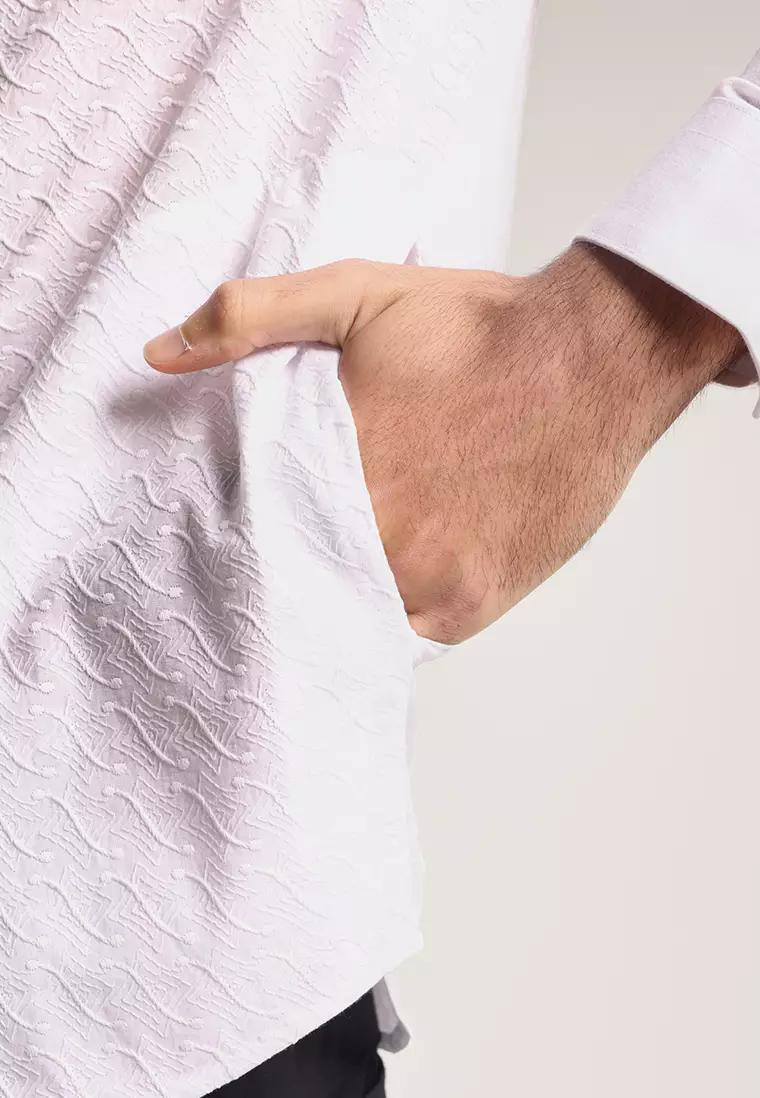MOC Kemeja Koko Lengan Panjang Pria Arwa - White