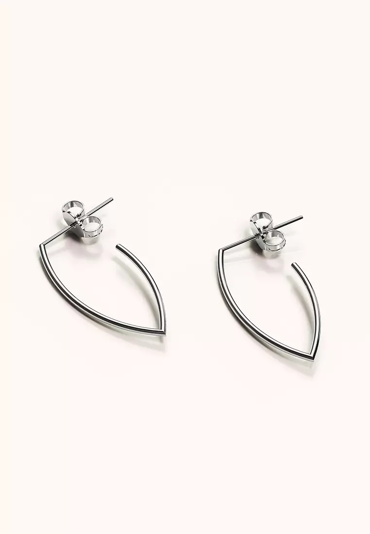 Solid 925 Sterling Silver Open Marquise Stud Earrings