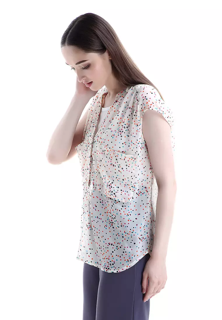 Beatrice Blouse Sleeveless Atasan Wanita Casual Quality Premium - Putih