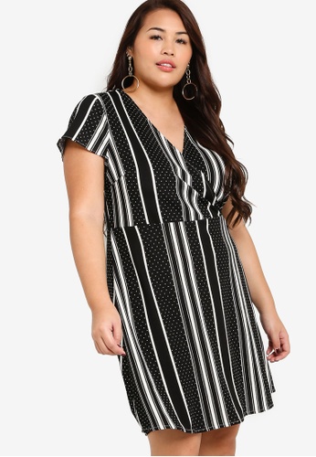 Shop Zalora Plus Size Cap Sleeves Fit And Flare Knit Dress Online