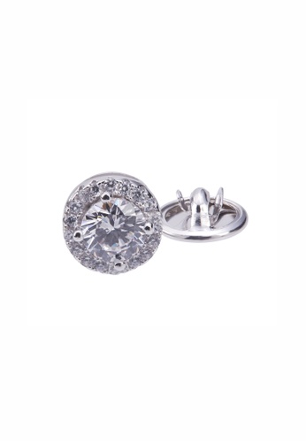 SHANTAL JEWELRY white and silver Cubic Zirconia Silver Diamond Shape Brooch (S) / Hijab Pin SH814AC87EFWSG_1