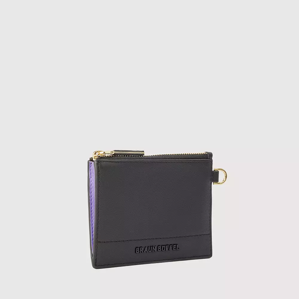 BRAUN BUFFEL PAN COIN HOLDER WITH EXTERNAL CARD SLOTS