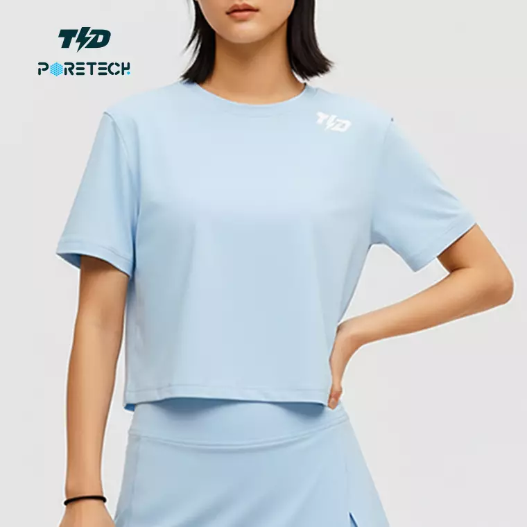 TDACTIVE Baju Kaos Padel Crop Top Baby Blue Pastel PORETECH "baby blue crop tee" LSE99