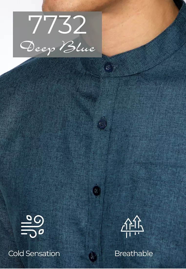 Kemeja Pria Kerah Shanghai Long Sleeve 7732 Deep Blue