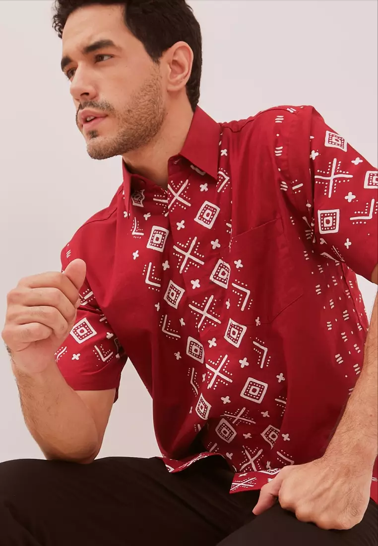 Signature Hadinata Batik Pria Kemeja Pendek Cap Furing Harsika