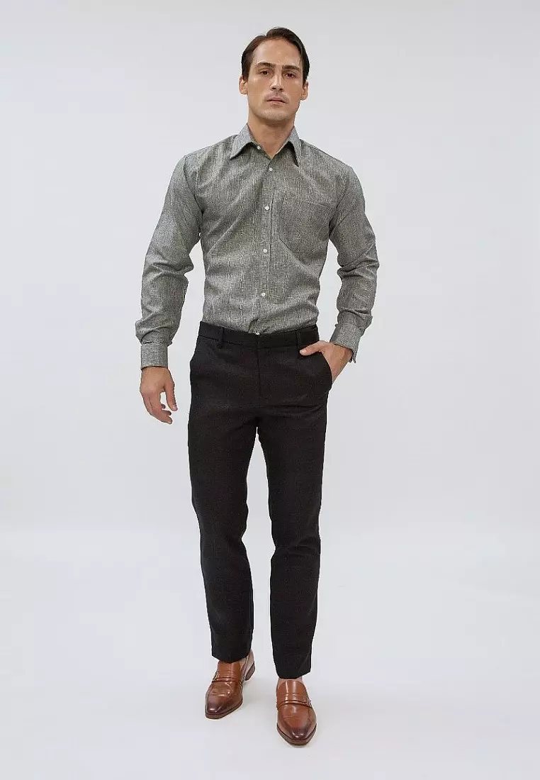 Houseofcuff Kemeja formal Kerja Slim Fit French Cuff Abu Tua