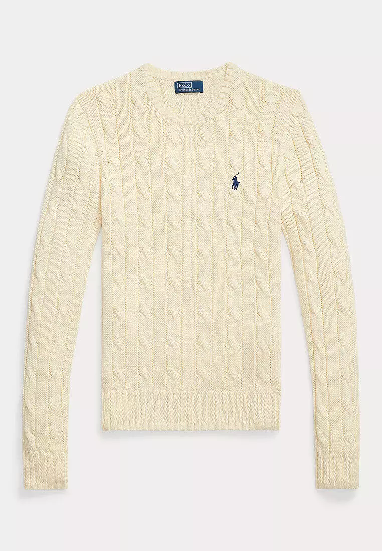 Cable-Knit Cotton Crewneck Sweater