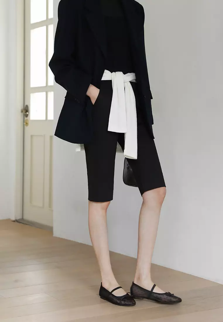 Chloe 蝴蝶結透明感網紗瑪莉珍平底鞋 (1cm)