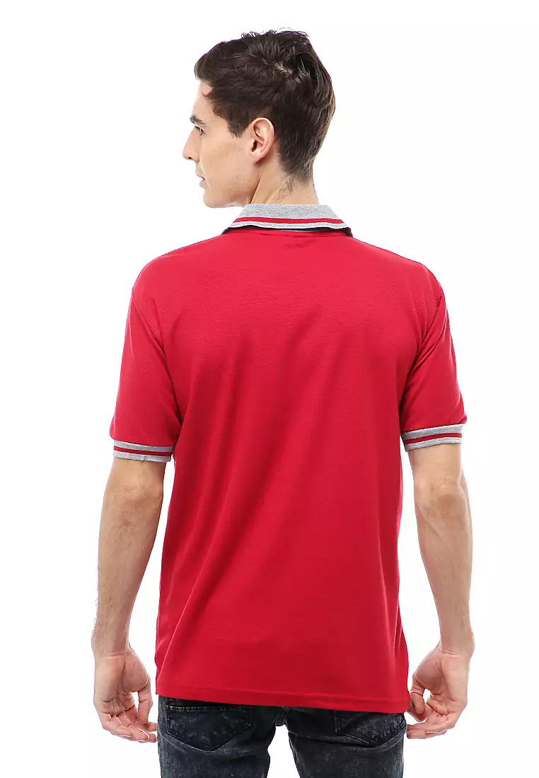 Jack T-Shirt Atasan Kasual Kaos Polos Pria Kerah Lengan Pendek Material Cotton ORIGINAL - Red