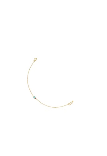 TOUS pink and blue and gold TOUS Mini Ivette Bracelet in Gold with Amazonite and Ruby 48113AC296DBECGS_1