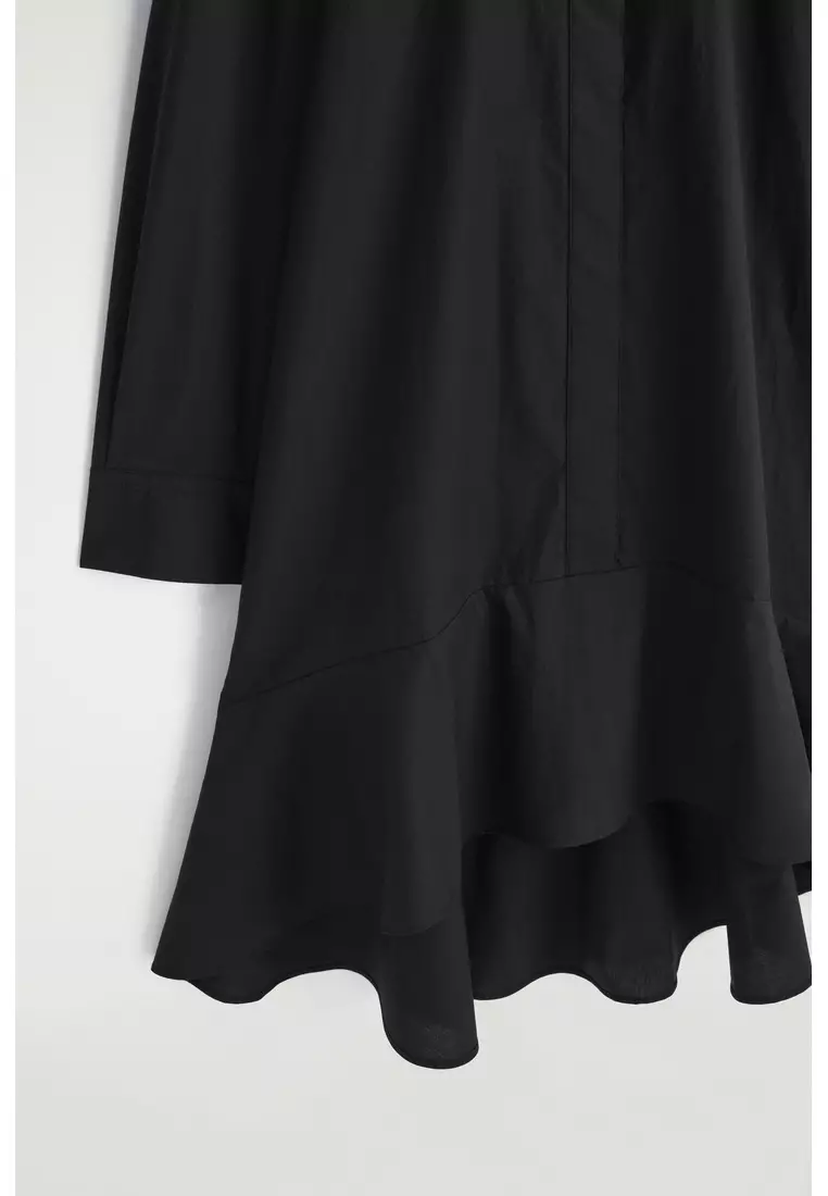 FLARED COTTON MINI SHIRT DRESS