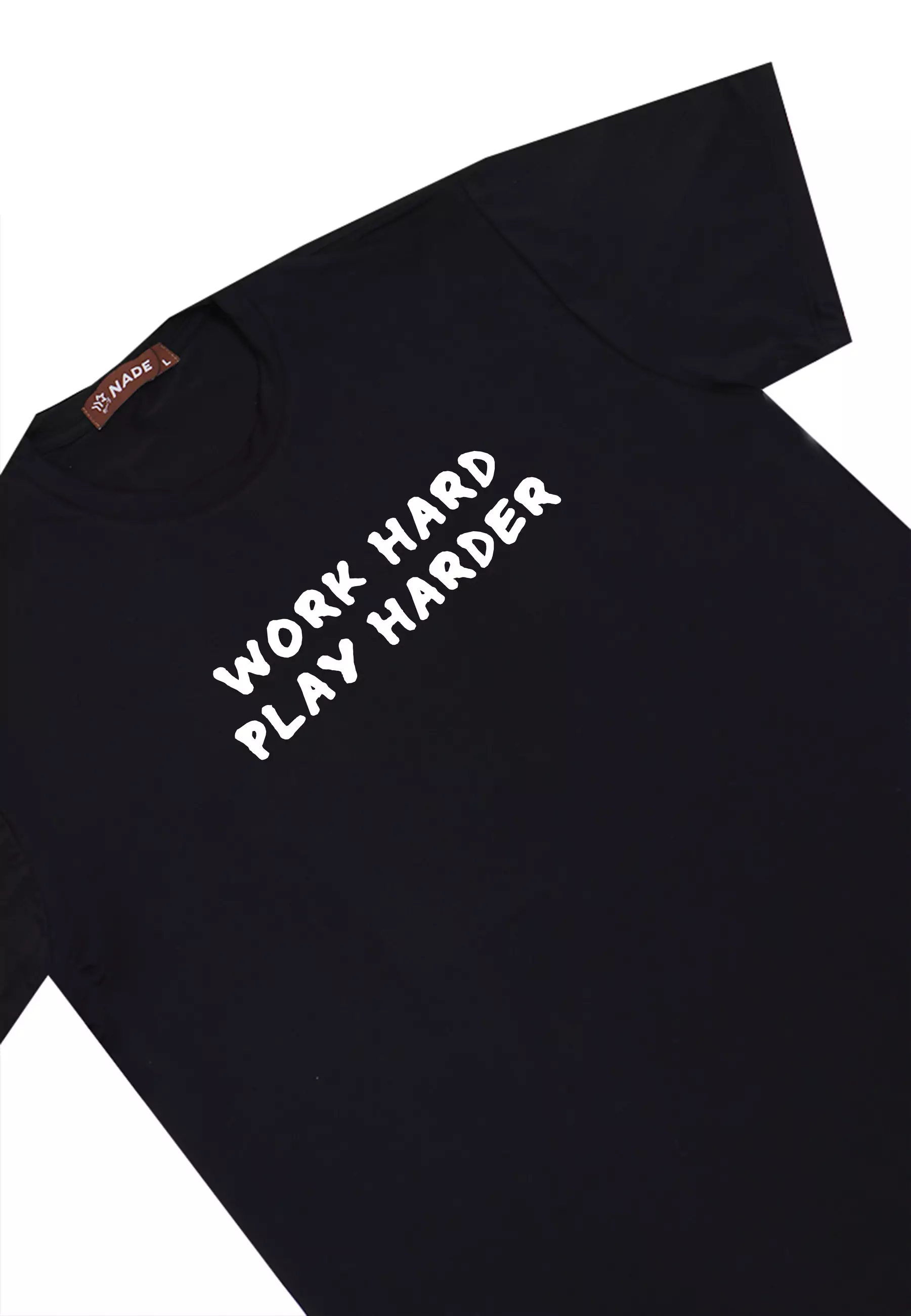 NTD13 kaos ringan stretch anti kusut cepat kering work hard play harder hitam