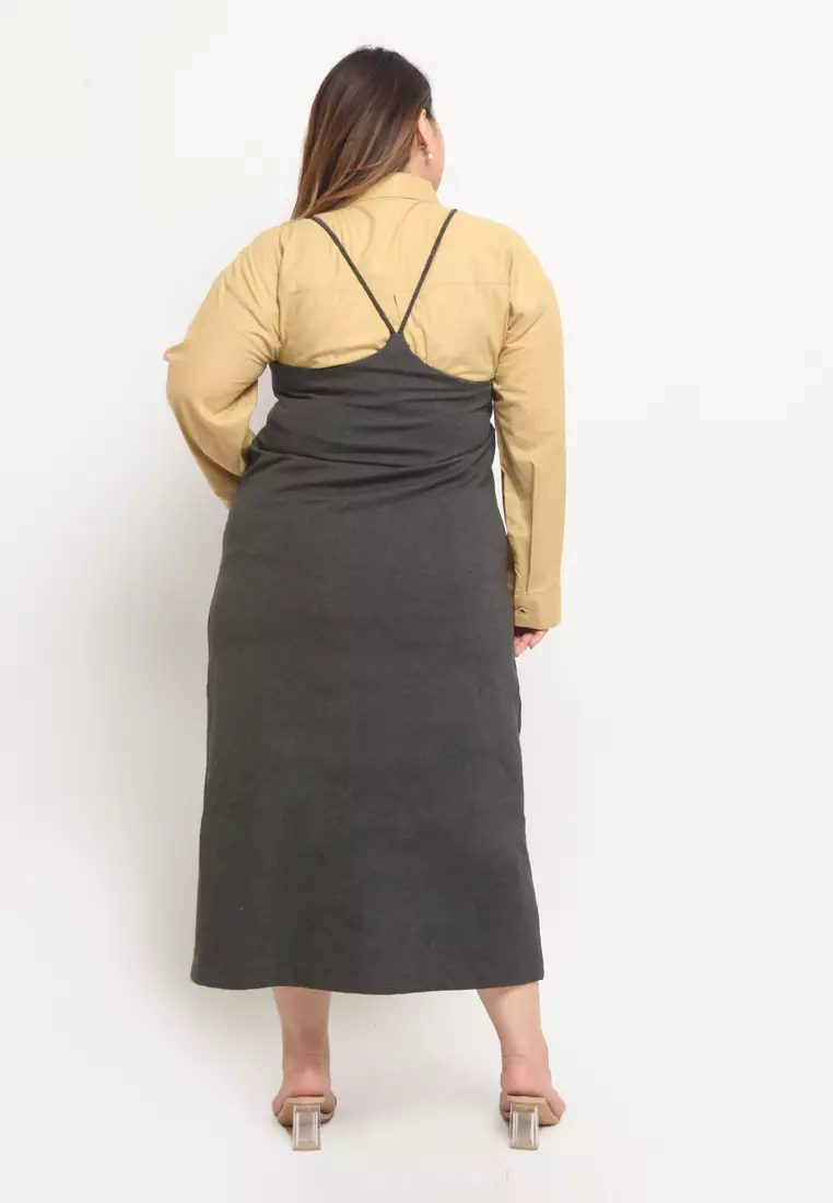 Plus Size Slip Dress Elizabeth Grey