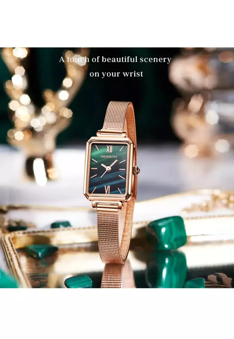 Jam Tangan Wanita Kelahiran kembali fashion wanita kuarsa jam tangan stainless steel band gaya busana kasual dengan gelang