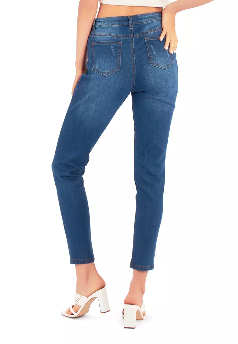 Frayed skinny hot sale ankle jeans