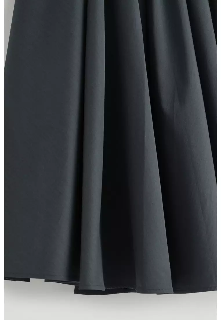 GATHERED A-LINE MIDI SKIRT
