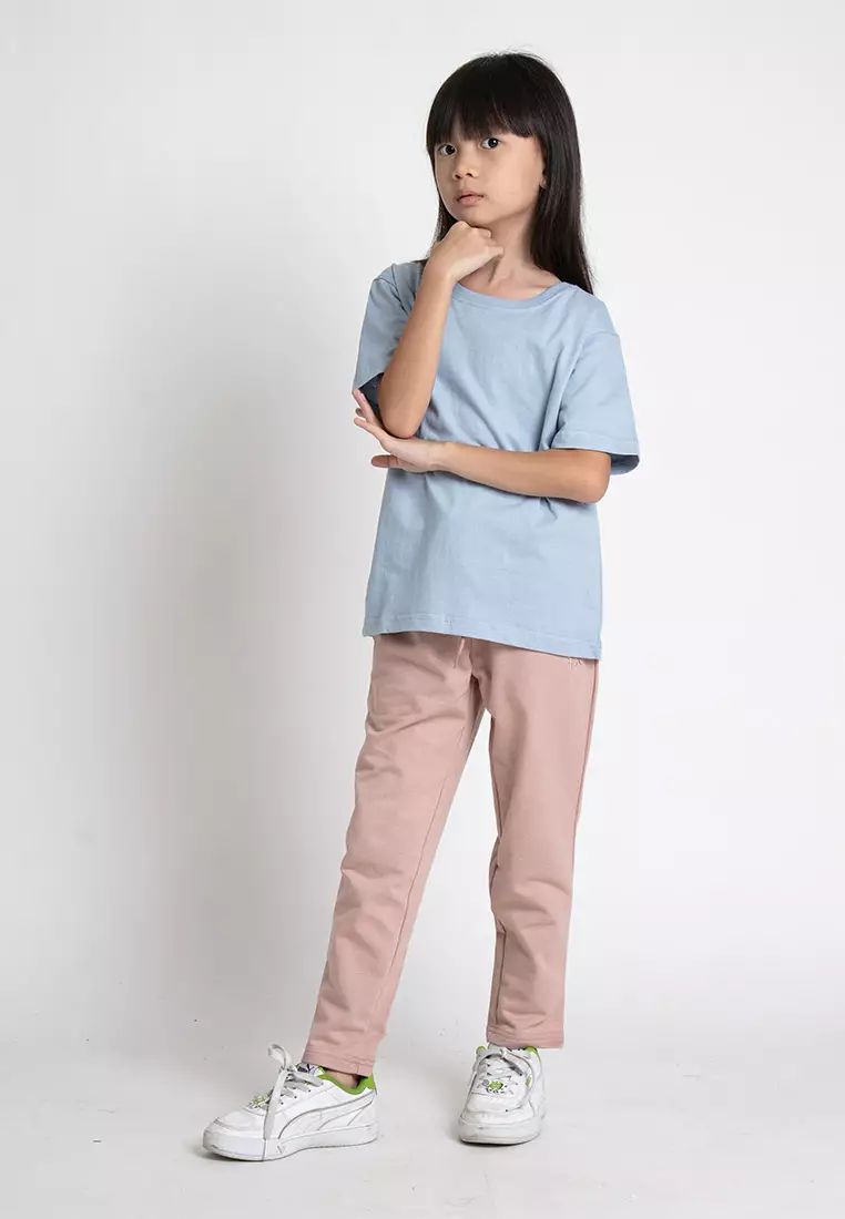 Forest Kids Unisex 100% Cotton Short Sleeve Plain Tee Boy Girl T Shirt Kids - FK2052 - 36DkGreyBlue