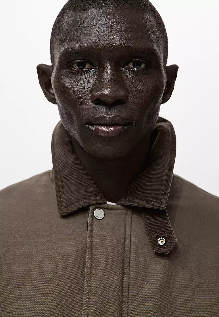 Quilted Jacket with Corduroy Collar