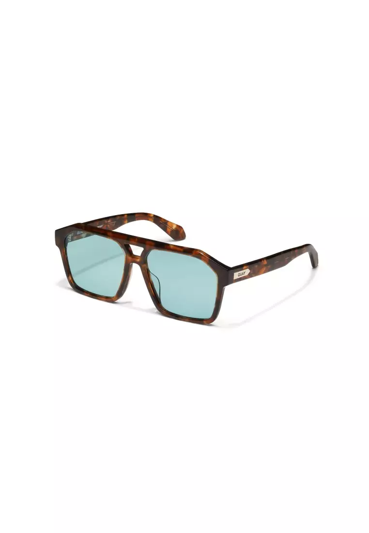 QUAY Soundcheck Sunglasses - Amber Tort/Aqua