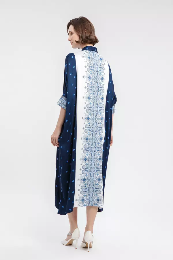 MINIMAL - Perucha - Kaftan Shirt Motif Etnik - Navy Warna Navy