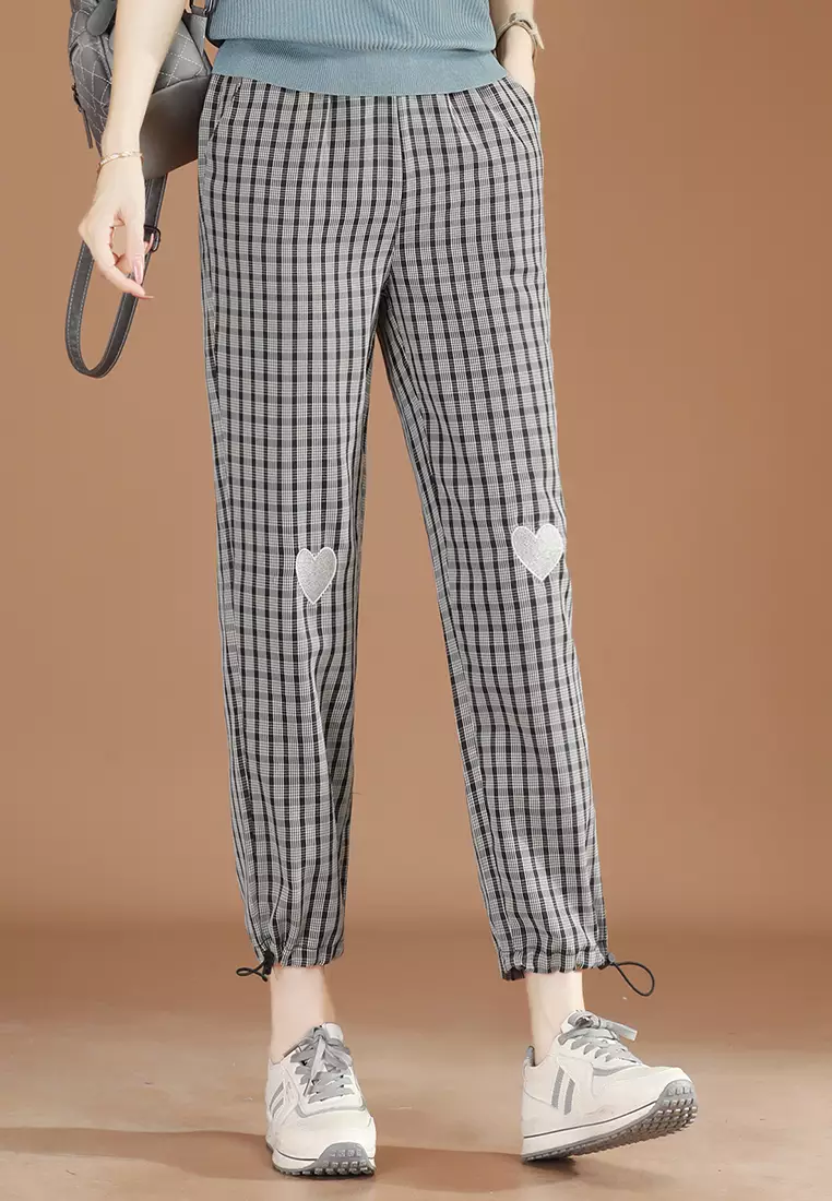 Checked pants girls sale