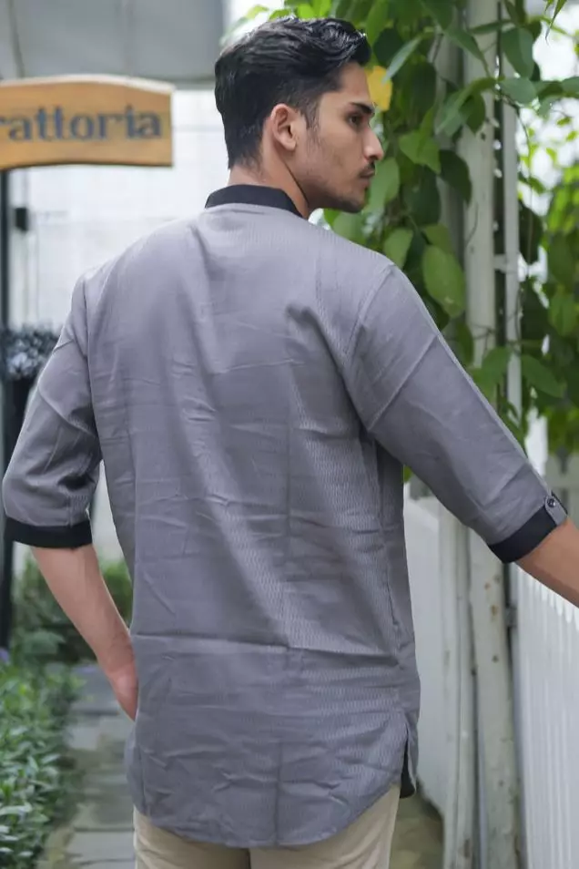 Kemeja Koko Pria Lengan  Panjang Abu A3J071