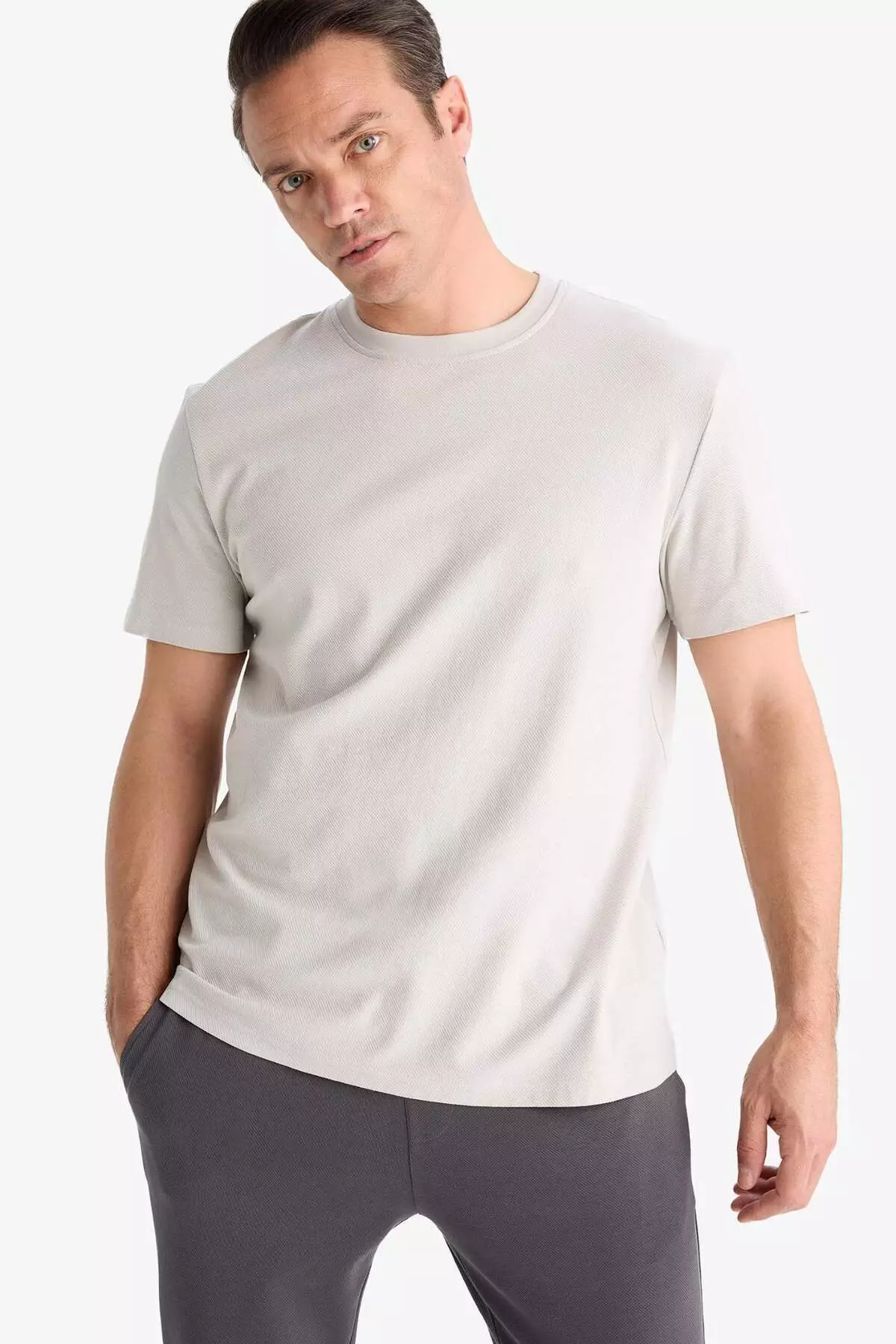 100% Cotton Regular Fit Crew Neck Short Sleeve Heavy Fabric T-Shirt E2589Ax25Sm