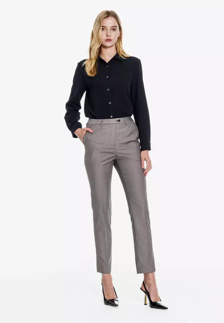 Black Stiff-Feeling Long Sleeve Top