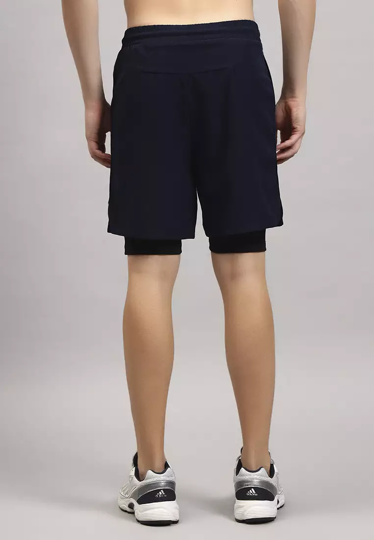 Men's Navy Training/Gym Dual Layer Shorts