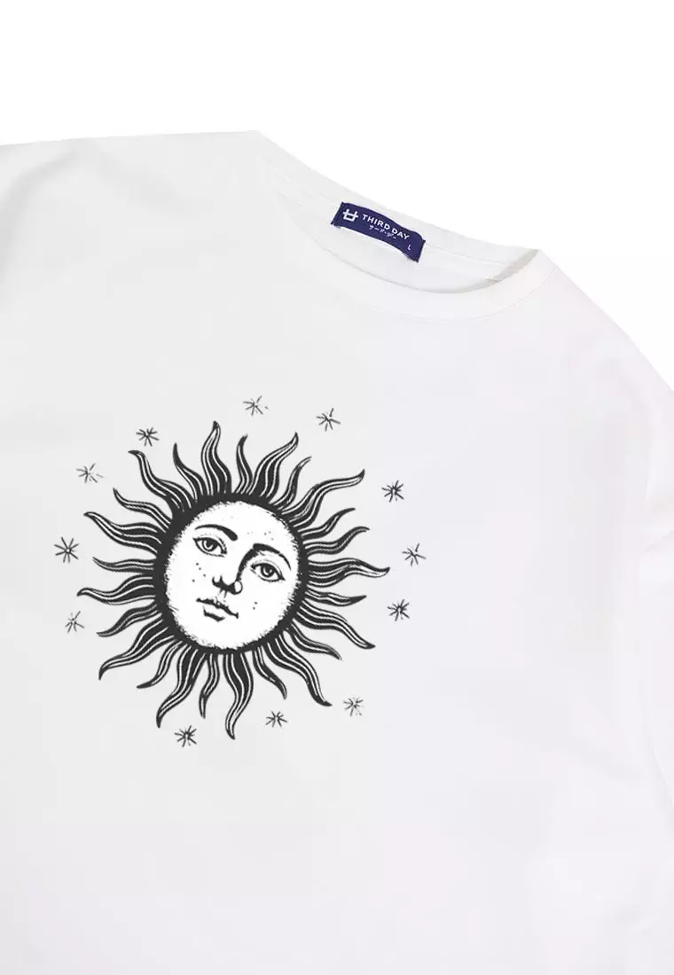 MTQ90 kaos oversize scuba edisi couple "vintage sun" putih