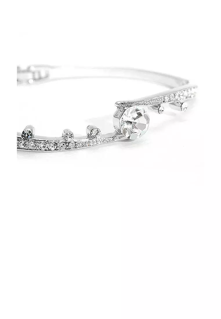 Elegant Bangle with Silver Austrian Element Crystals and CZ