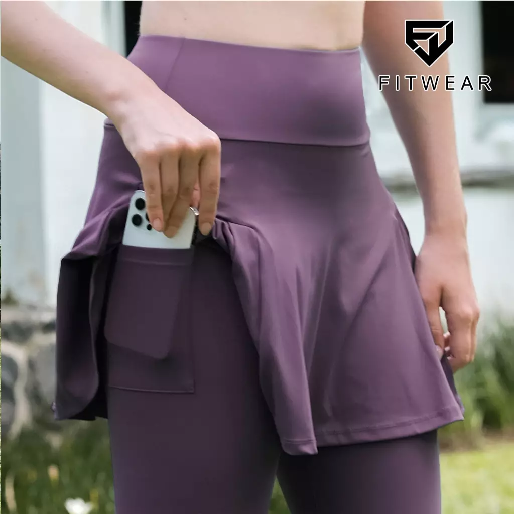 Fitwear Rok + Legging Olahraga Dryfit Wanita MADONA POCKET SIDE WAVE - AMETHYST