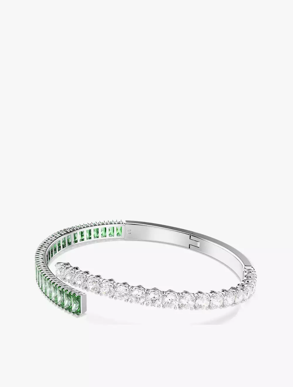 Matrix bangle, Mixed cuts, Green, Rhodium plated