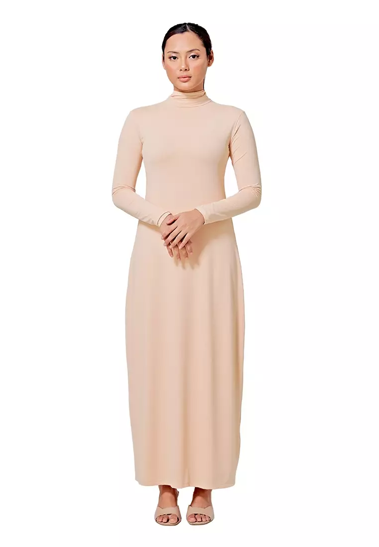 Inner Dress Turtleneck Long Sleeve in Beige