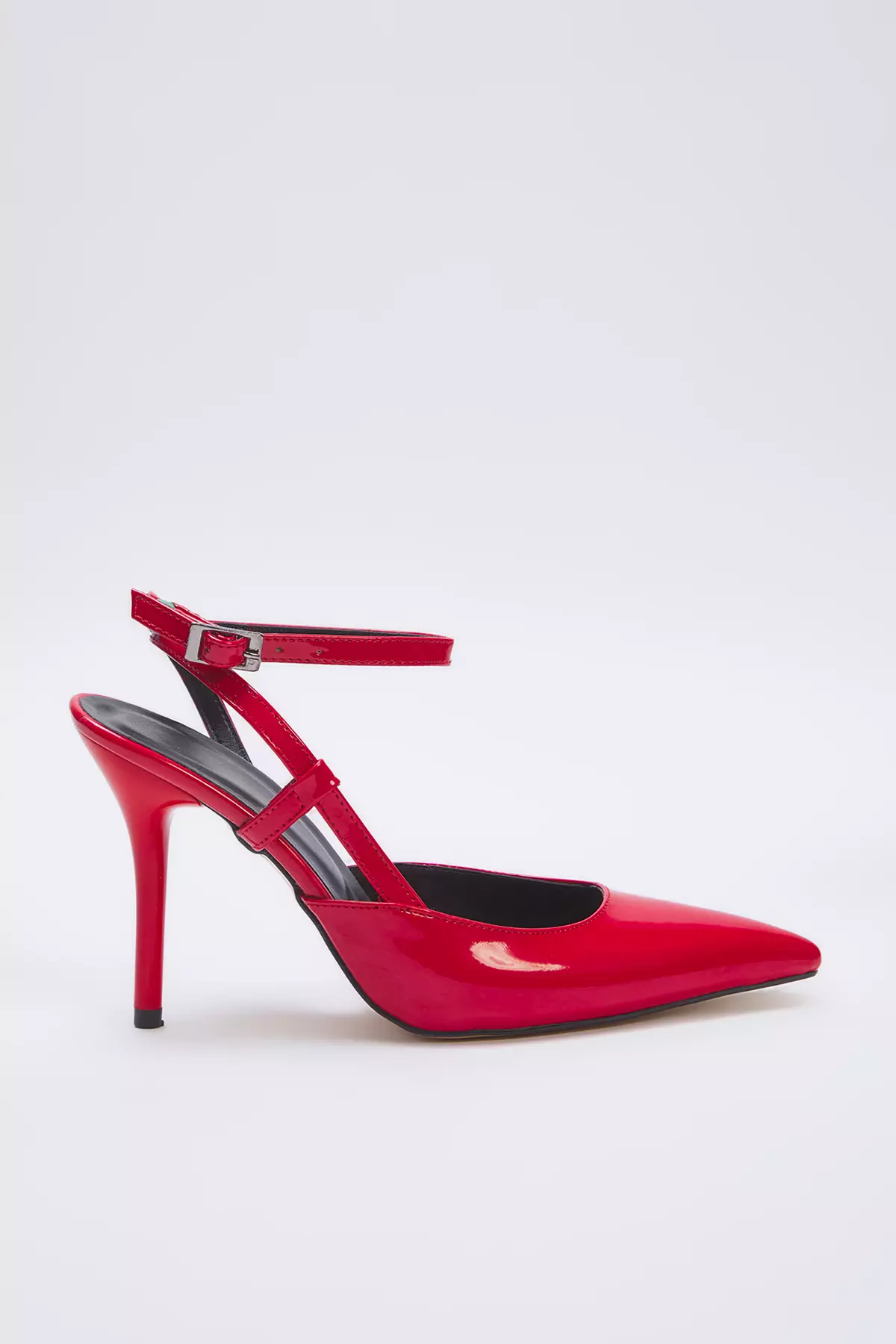 Red Patent Leather Ankle Strap Pointed Toe Women Classic Thin Heels Shoes Takss25To00081