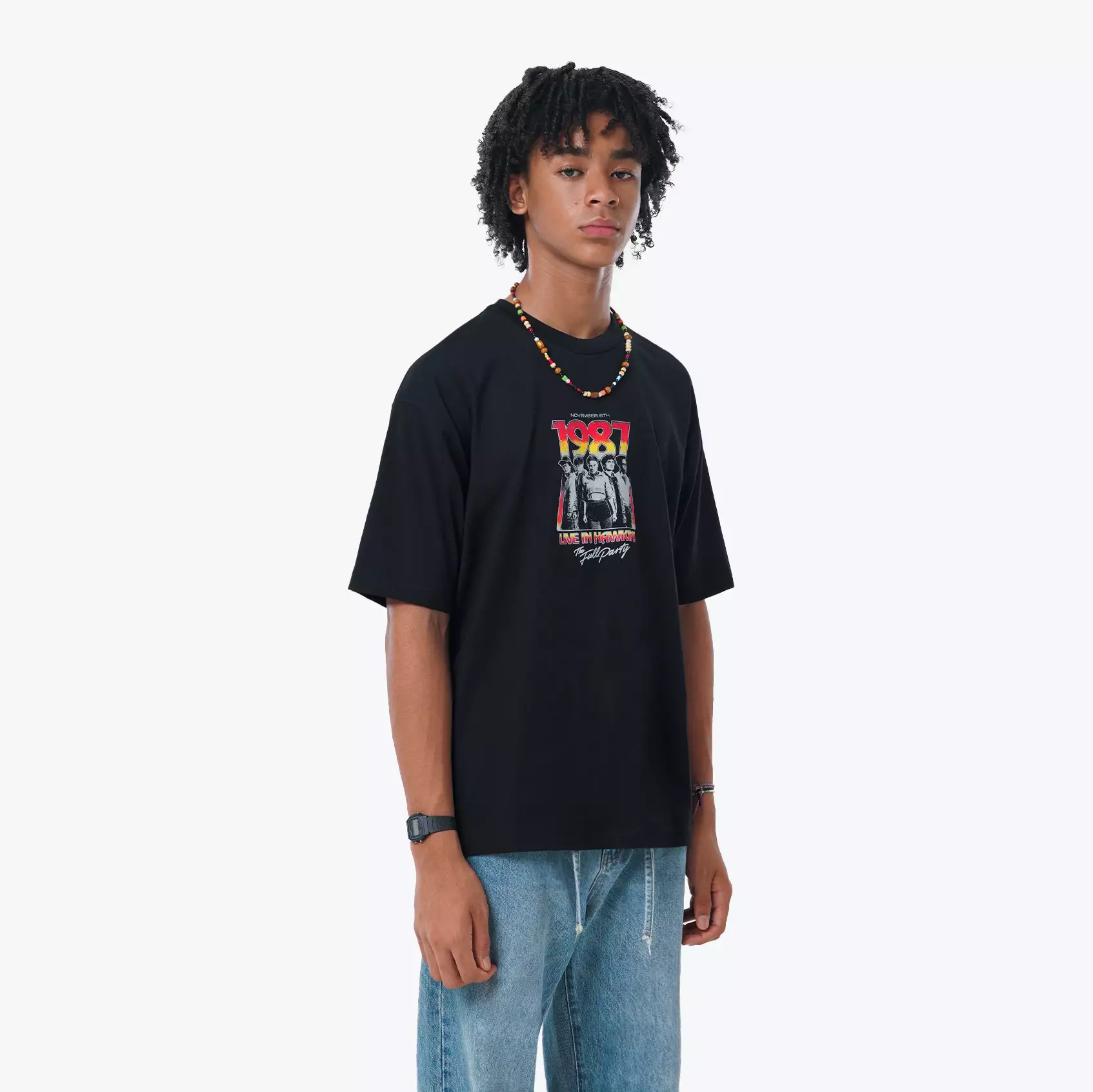 CELCIUS Stranger Things All Star Kaos Lengan Pendek Oversize LIN001715C Hitam